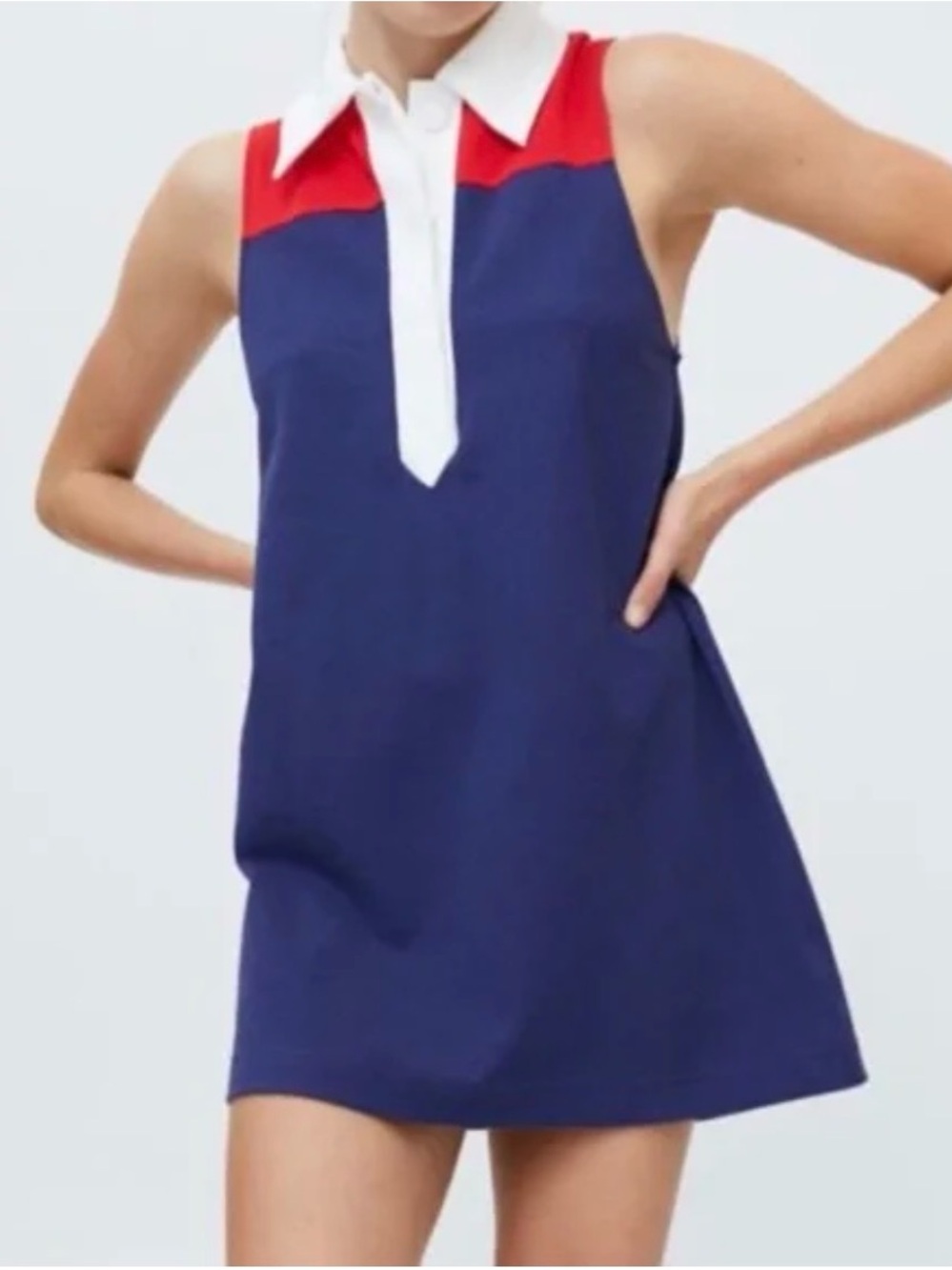 Urban Outfitters Red and Navy Colorblock Sleeveless Dress